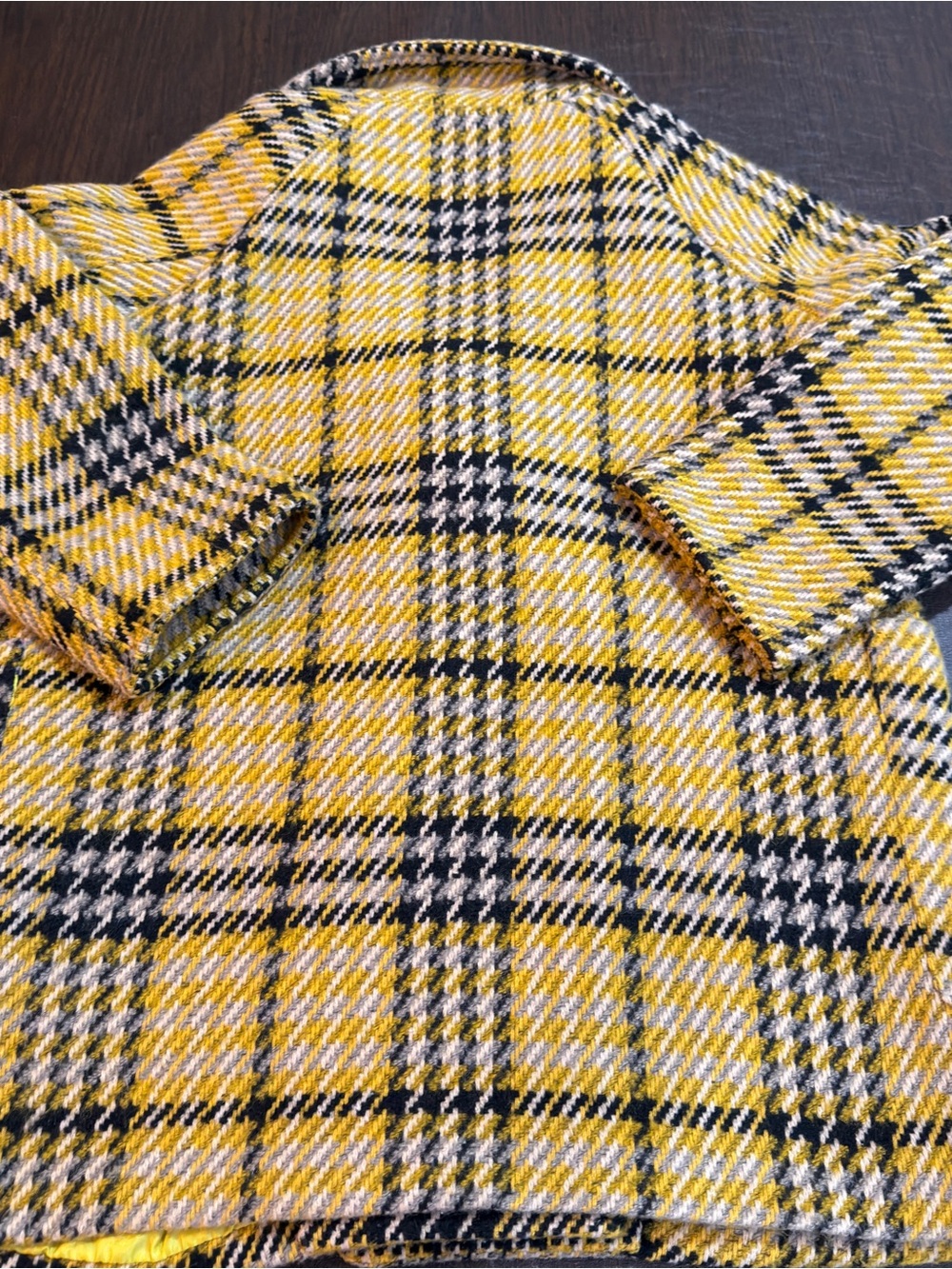 Huachen Women’s Yellow Plaid Double-Breasted Coat - Bright Yellow Sz XL - Picture 7 of 7
